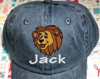 Toddler Lion Baseball Hat Personalized Toddler Hat with Lion Toddler Jungle Theme Hat Embroidered Lion Baseball Hat Toddler Birthday Gift