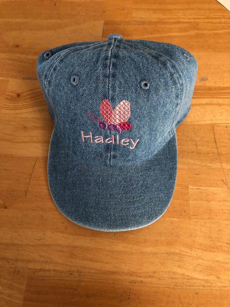 Personalized Toddler Kids Butterfly Design Baseball Hat Cap Custom Embroidered Butterfly Baseball Hat Custom Design Kids Baseball Cap image 4