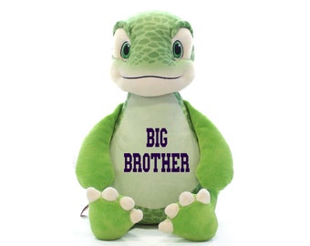 Personalized Green Dragon Stuffed Animal New Baby Gift Big Brother Little Brother Gift Ring Bearer Gift Birth Announcement gift