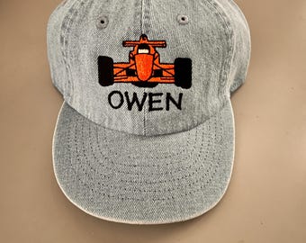 Personalized Race Car Baseball Hat: Toddler & Youth Sizes