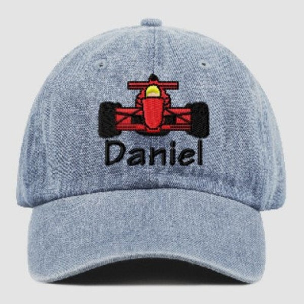 Personalized Toddler or Youth Race Car Baseball Hat Kids Race Car Theme Baseball Hat