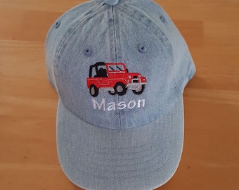Personalized Kids Baseball Cap: Embroidered SUV 4 Wheel Drive Hat