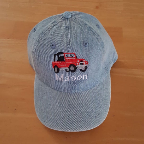 Personalized Toddler Youth Baseball Hat SUV Baseball Cap Kids 4 Wheel Drive Hat Off Road Vehicle Baseball Cap Kids Personalized SUV Cap