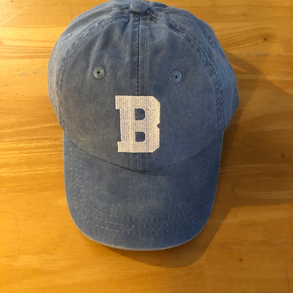 Toddler Single Initial Baseball Cap: Embroidered Kids Sport Font Initial Hat