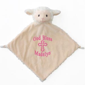 Personalized Lamb Baptism Lovey Security Blanket Personalized Infant Christening Gift Personalized Infant Baptism Gift God Child Gift