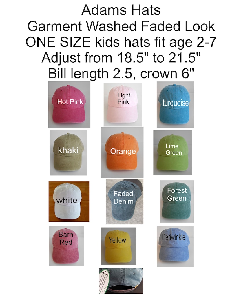 Personalized Toddler or Youth Baseball Hat Cap Custom Embroidered Kids Size Baseball Hat Toddler Baseball Cap Hat Youth Baseball Cap Hat image 2