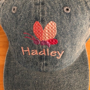 Personalized Toddler Kids Butterfly Design Baseball Hat Cap Custom Embroidered Butterfly Baseball Hat Custom Design Kids Baseball Cap image 5