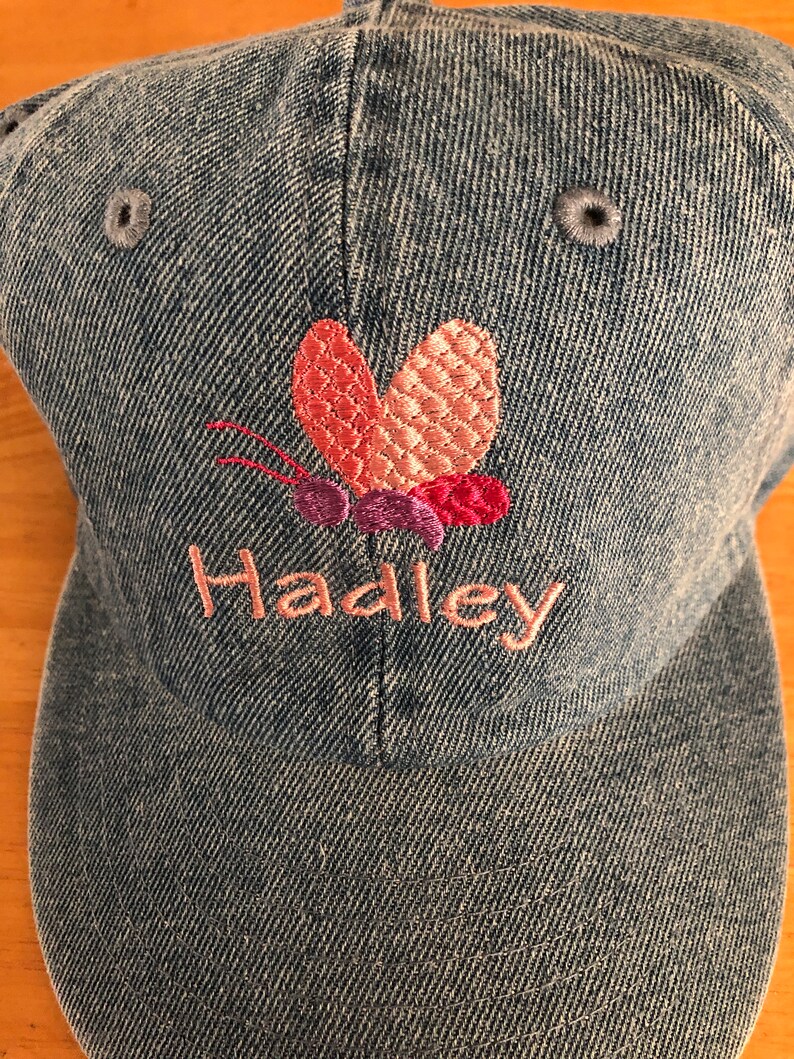 Personalized Toddler Kids Butterfly Design Baseball Hat Cap Custom Embroidered Butterfly Baseball Hat Custom Design Kids Baseball Cap image 5