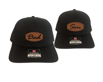 Personalized Laser Engraved Patch Matching Adult Youth Snapback Trucker Hat Matching Dad Son Trucker Hat Custom Laser Engraved Trucker Hat