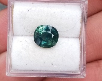 Blue Green Sapphire Cushion for Engagement Ring, September Birthstone for Anniversary Jewelry for Her Birthday