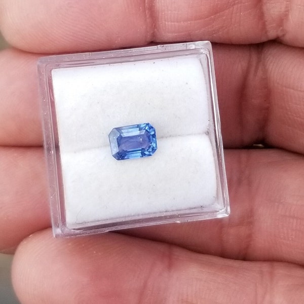 Color Change Blue Sapphire Emerald Cut Shape for Engagement Ring, Unique September Gemstone for Anniversary Jewelry for Her