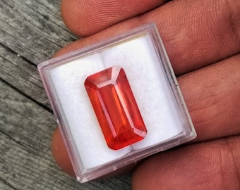 Orange Sapphire Emerald Cut Loose Gemstone 7.53cts