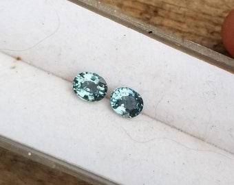 Teal Sapphire Oval Pair for Earrings, September Birthstone Sapphire Match for Anniversary Earrings for Her, Free Shipping to North America