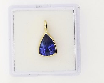 Geometric Blue Sapphire 14K Yellow Gold Pendant