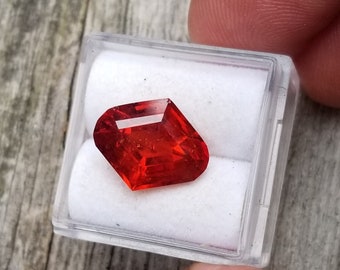 Orange Red Spessartite Garnet Gemstone, Diamond Cut Shape, January Birthstone