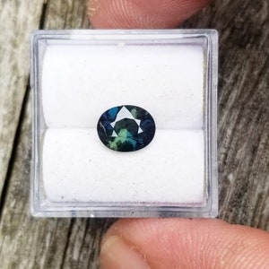 Unique Sapphire Oval Shape September Birthstone for Anniversary Gift, Free Shipping to North America, Blue Green Forest Sapphire