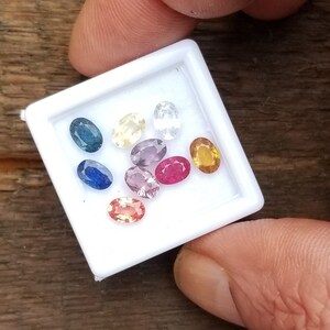 Safira oval em formato de pacote, gema para joias personalizadas, 6 x 4 mm