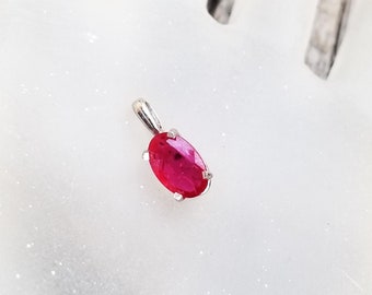 Red Ruby Oval Shape 14K Yellow Gold Pendant, July Birthstone for Anniversary Gift for Her, Free Shipping to North America