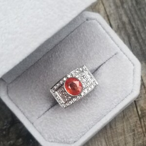Orange Sapphire Design Sterling Silver Ring