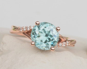 Anello diamante d&#39;oro rosa naturale 14k Rose