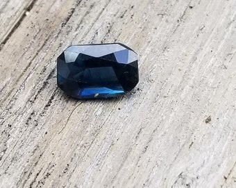 Royal Blue Sapphire Emerald Cut September Birthstone, Ceylon Indigo Dark Blue Sapphire for Jewelry, Free Shipping to North America