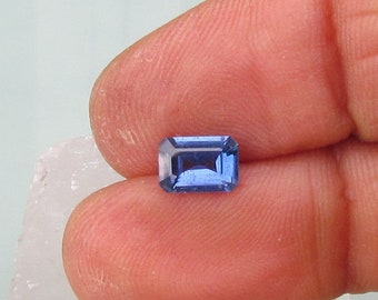 Blue Sapphire Emerald Cut Shape 7.4 x 5.1 MM Engagement Ring