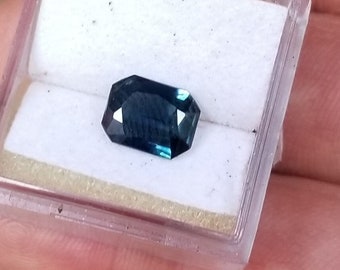 Dark Blue Sapphire Emerald Cut September Birthstone, Ceylon Indigo Blue Sapphire for Jewelry, Free Shipping to North America