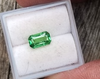 Tsavorite Garnet Emerald Cut Shape for Engagement Ring, Natural January Birthstone for Custom Made Jewelry, Free Shipping to North America