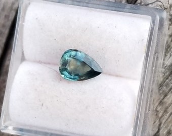 Zafiro en forma de pera natural verde azul azulado para regalo de joyería de boda de aniversario, piedra de nacimiento de septiembre con gota de lágrima para anillo de joyería de compromiso