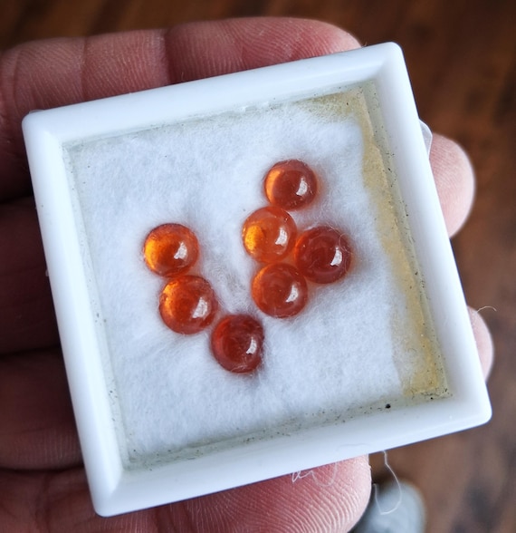 Natural Orange Garnet Round Cabochon January Birthstone 10.56 Cts