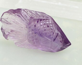 Amethyst Carving 76.86cts Fish Carving February Birthstone