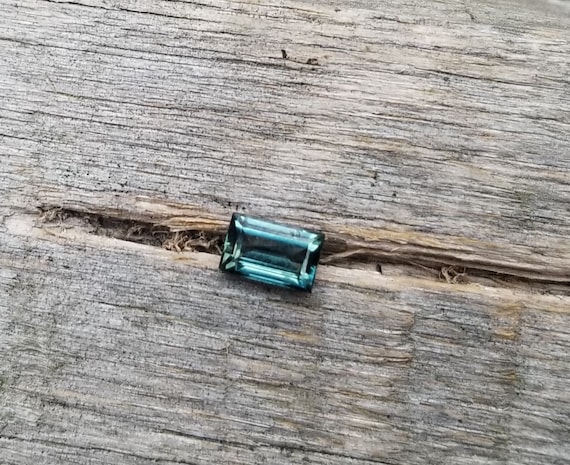 Blue Green Sapphire Baguette for Stackable Ring, September Birthstone for Pendant Gift for Her, Free Shipping to North America