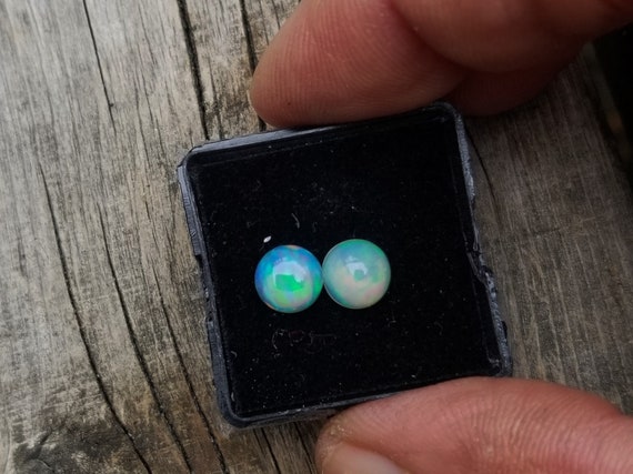Australian Opal Pair for Earrings, October Birthstone Gift for Her Jewelry, 7 mm Round Opals for Earrings