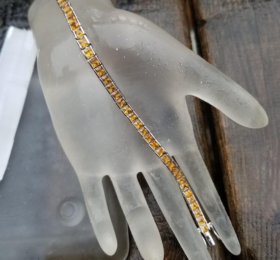 Citrine Bracelet Sterling Silver Anniversary Gift for Her,  November Birthstone Citrine Bracelet