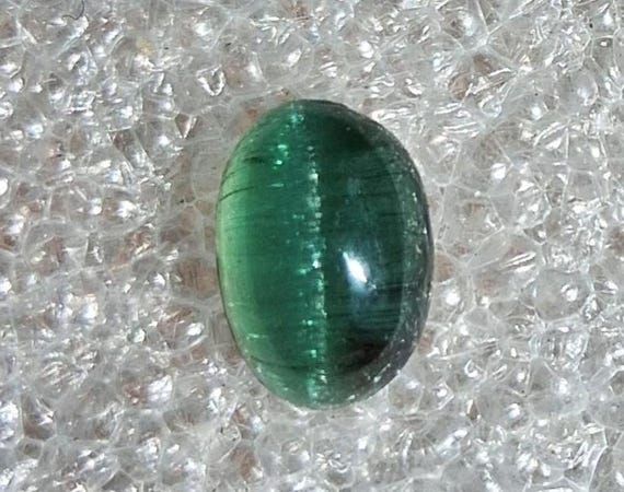 Cat's Eye Cab Oval Green Tourmaline October Birthstone 1.85 Carats