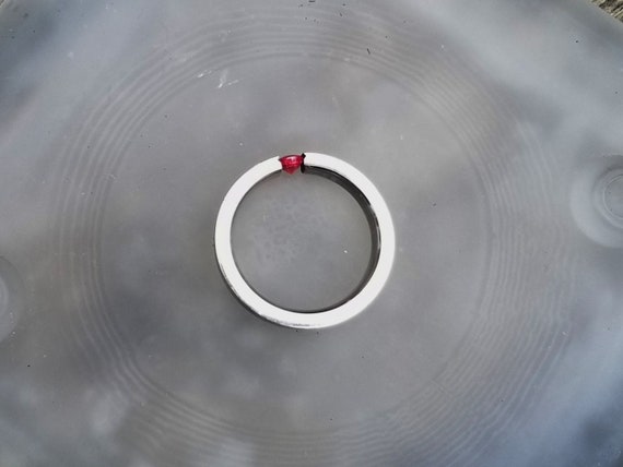 ON HOLD Ruby Tension Setting Ring, Unique Stainle… - image 5