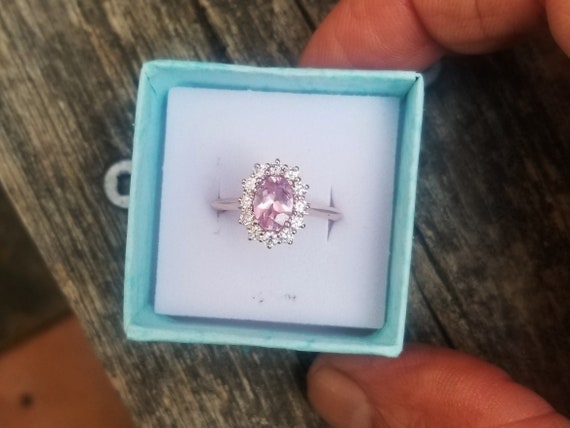 Engagement Ring Jewelry for Women One of a kind Pink Sapphire Diamond Halo Ring 14k Gold Gemstone Ring Gift for Her Anniversary Wedding