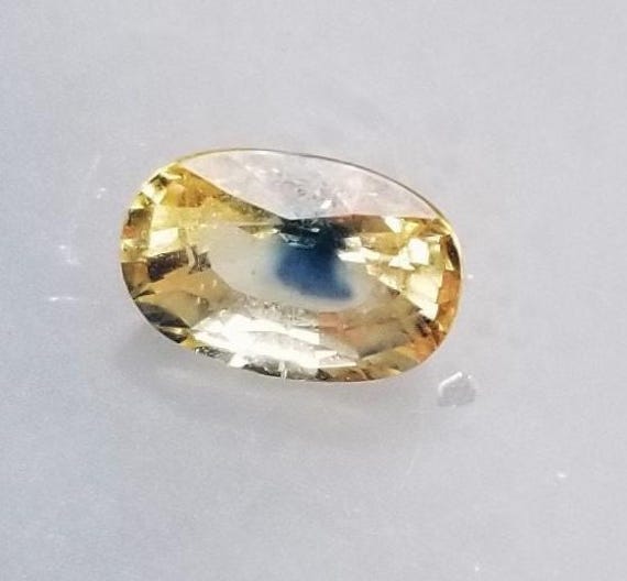 Parti Color Yellow Sapphire with Blue Band 8.2x5.5MM Oval Unique Gemstone for Collectors