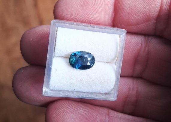 Natural Blue Green Peacock Sapphire Oval, September Gemstone