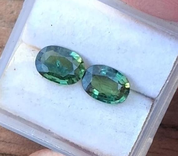 Natural Ceylon Green Sapphire Calibrated 7x5 mm Oval Pair for Earrings