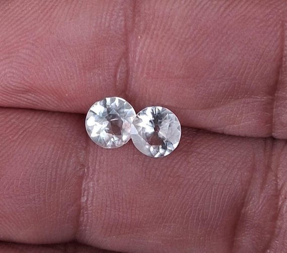 Round 6 MM White Sapphire Pair for Earrings Gift for Earrings, September Birthstone