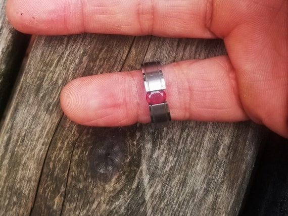 Ruby Tension Setting Ring, Stainless Steel ring, … - image 2