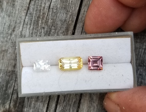 Pink, Yellow, White Zircon Gemstone Collection, Precision Cut Gemstones for Jewelry Making, Free Shipping to North America