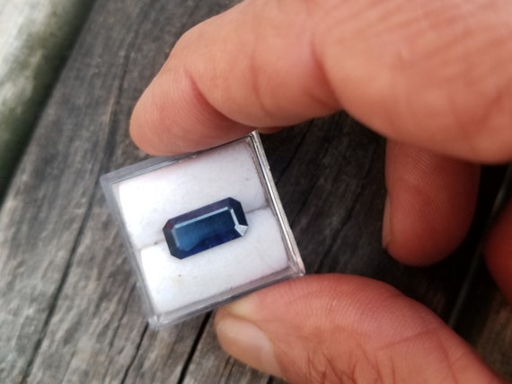Indigo Blue Sapphire Emerald Cut for Pendant, September Birthstone for Jewelry, Navy Blue Sapphire for Jewelry