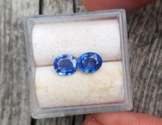 Natural Blue Sapphire Oval Pair for Earrings, September Birthstone for Jewelry Making, Free Shipping to North America
