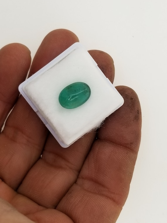 Loose Emerald Cabochon 12x8.4MM Oval Shape 3.94 Cts