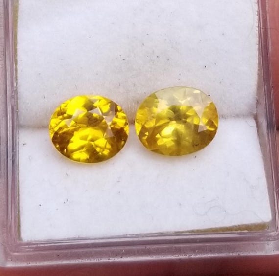 Ceylon Yellow Sapphire Oval Shape Pair , September Birthstone for Anniversary Jewelry