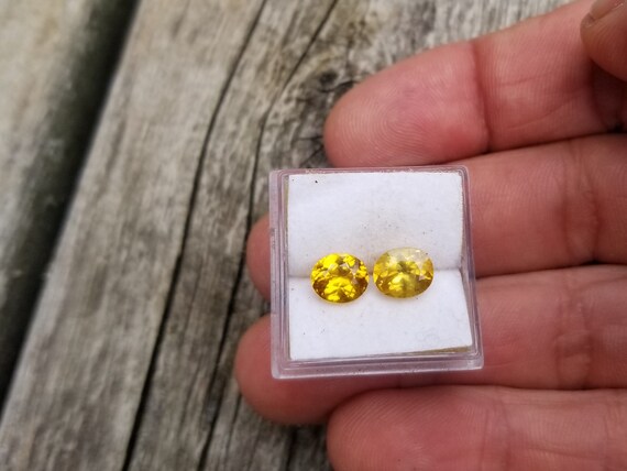 Yellow Sapphire Oval Shape Pair , September Birthstone for Anniversary Jewelry, Ceylon Sapphires