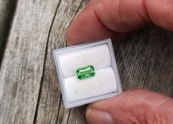 Natural Green Garnet Emerald Cut Shape for Engagement Ring, January Birthstone for Custom Made Jewelry, Free Shipping to North America