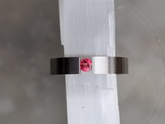 Ruby Tension Setting Stainless Steel ring for Men or Women, Finger SiZe 8 US Ring, Special Gift for a Friend, July Birthstone, Free Shipping